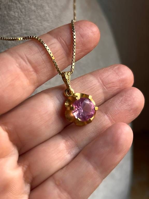 Catenine: Kette mit rosaroter Blume – Usato da Basel venduto da bellespirit 1