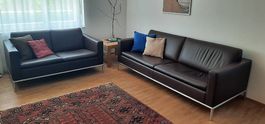 Elegantes braunes De Sede Ledersofa-Paar 3.5-er & 2-er Set