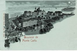 Souvenir de MONTE CARLO sehr schöne Litho um 1900!