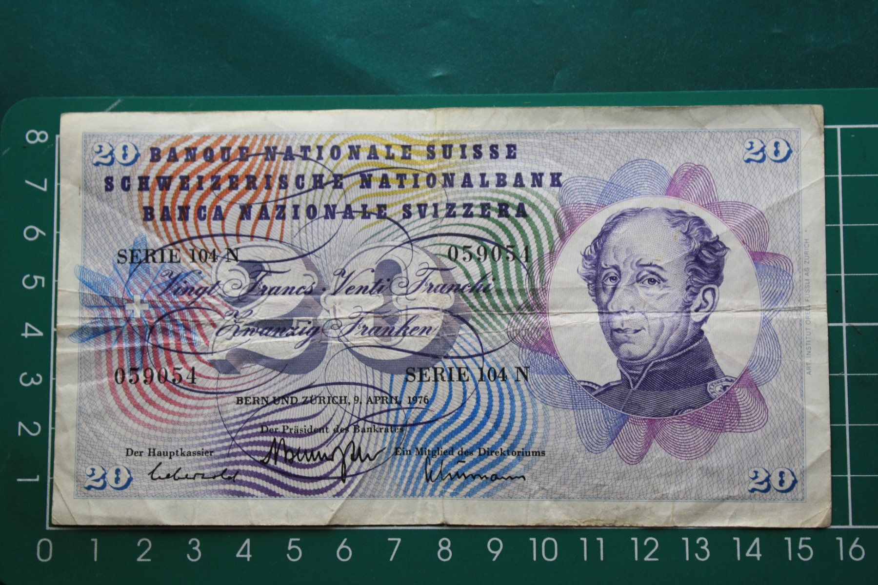 Banconote: general dufour banknote 20 franken 1976 – Usato da Laupen BE venduto da Gufi57