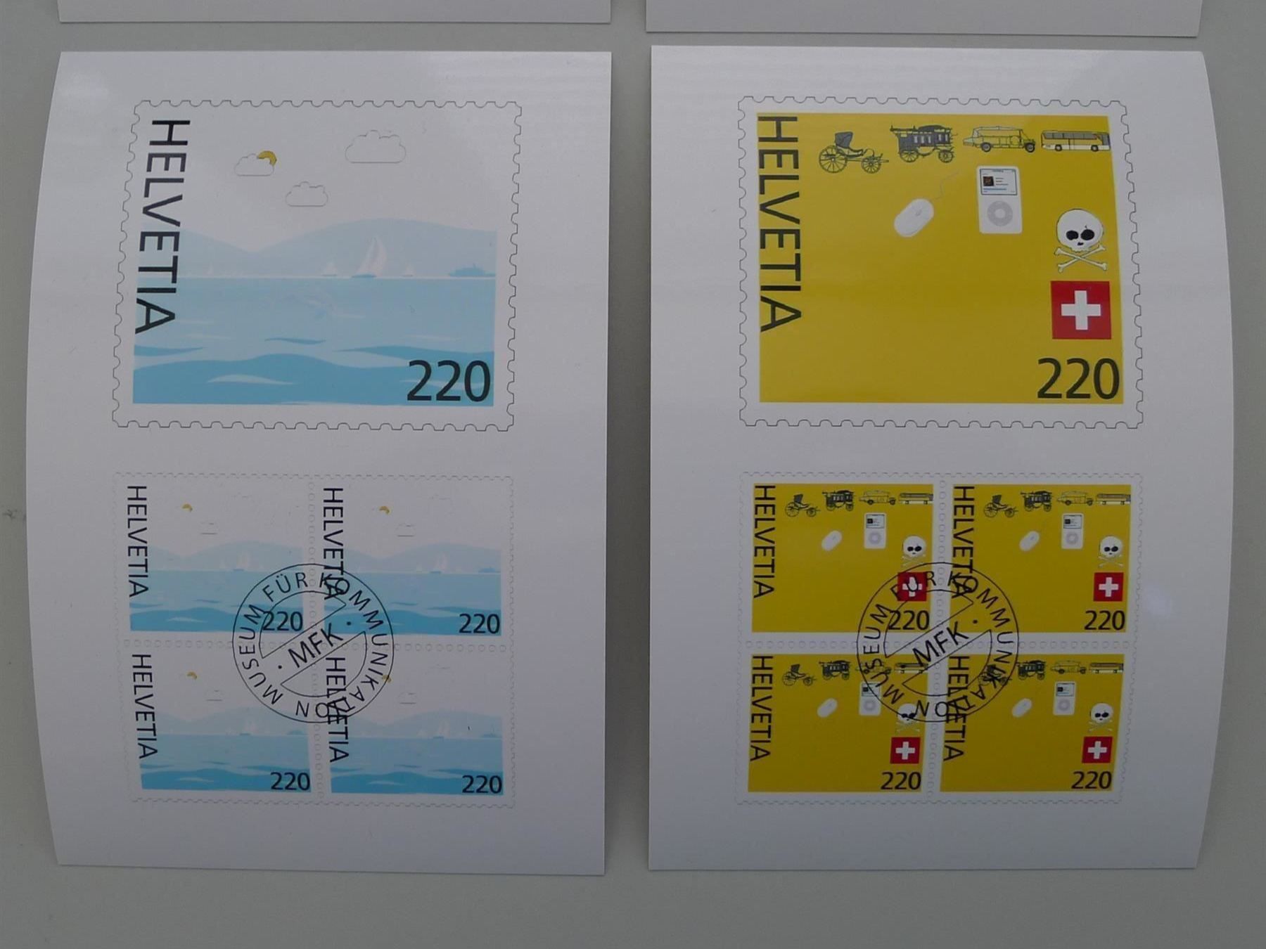 Alle Briefmarken: 3 moderne Versuchsdrucke oder VIGNETTEN, vom PTT-MUSEUM. – Gebraucht aus Sursee von Luzernerraute 2