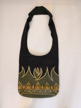 🤩ZARA STOFF TASCHE SCHWARZ MIT GRüN MUSTER