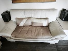 Sofa Leder 2 Sitzer Beige 180cm - gut erhalten