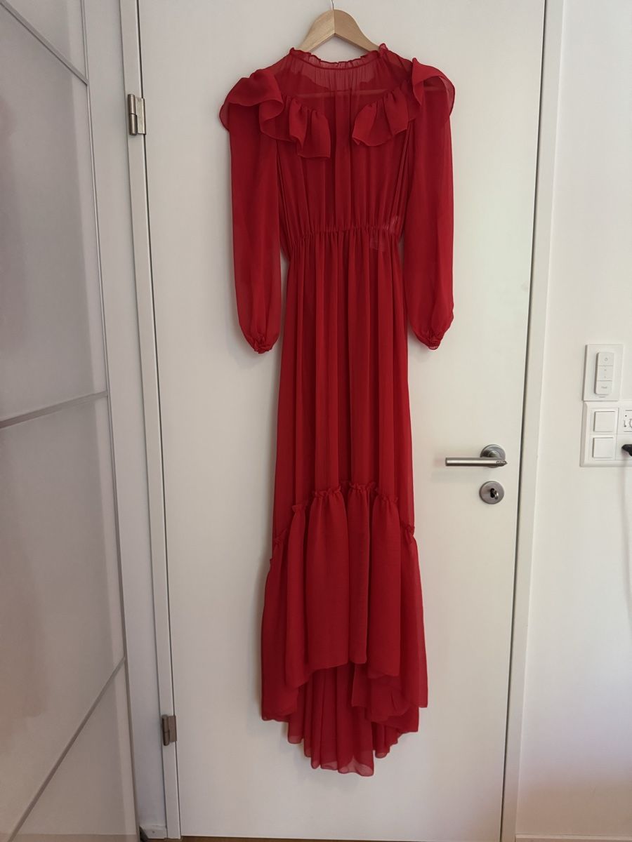 Maje Robes: Maje Red Chiffon Ruffle Maxi Dress 36 – Neuf avec emballage d'origine à Zürich par dan_ztl5 3