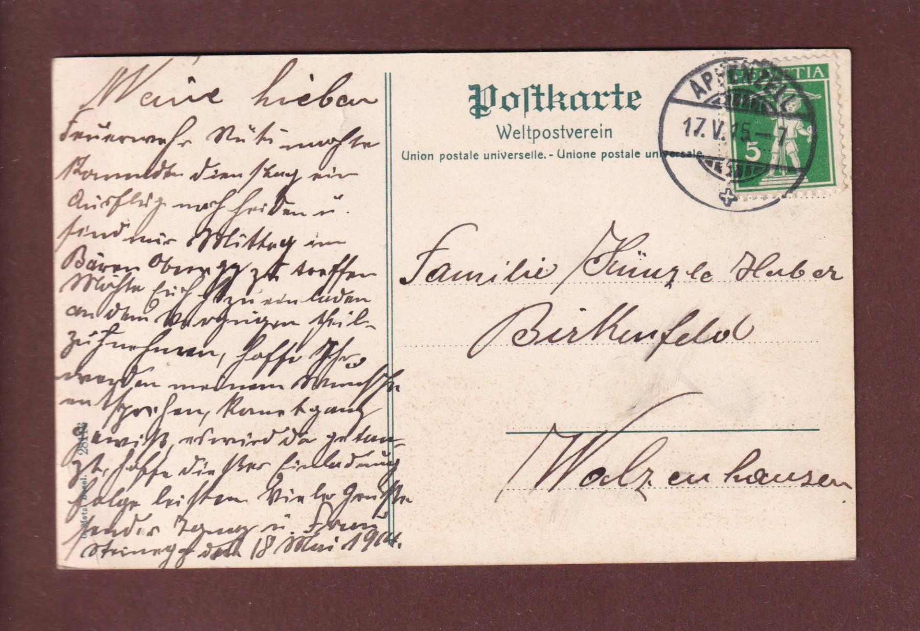 Cartoline postali: Aescher - WILDKIRCHLI - 1915 – Usato da Pully venduto da nicecards 1