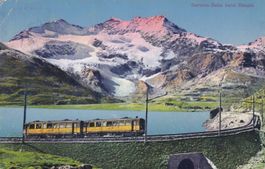 Bernina - Bahn beim Hospiz 1914