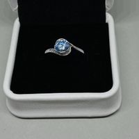 Moissanite Ring, Royal Blue Silber 1ct - Gr. 57 Zertifikat