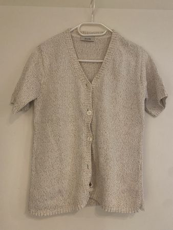 Strickjacke, kurzärmlig, beige-goldig