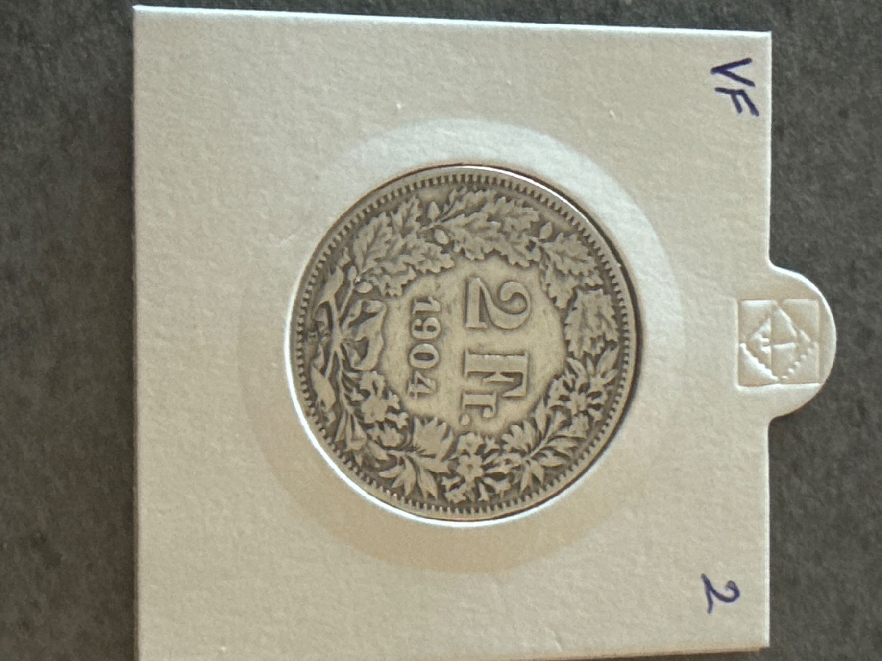 Tutti le monete: Swiss 2 francs 1904 Silver Coin – Usato da Pully venduto da ta571