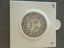 Swiss 2 francs 1904 Silver Coin