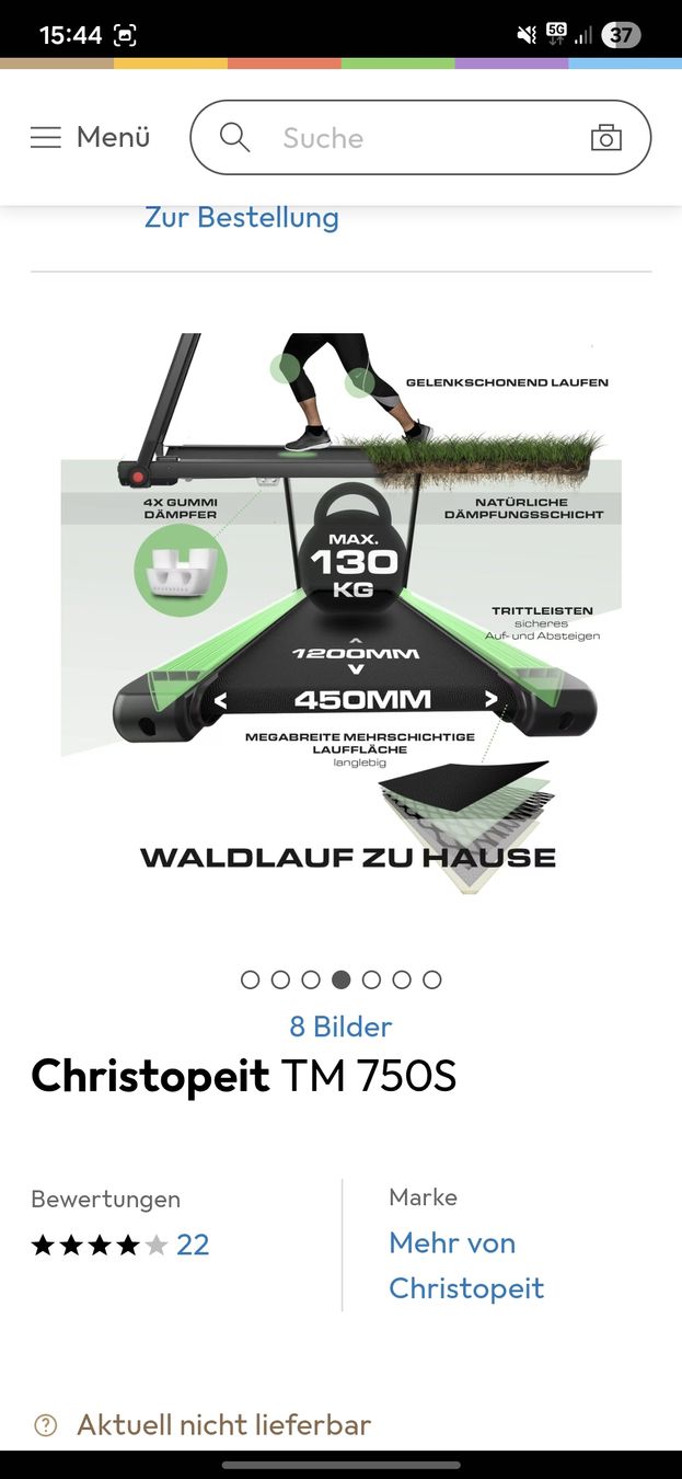 Hometrainer: Christopeit Laufband TM750S – Usato da Kaltbrunn venduto da CYR_GMU 2