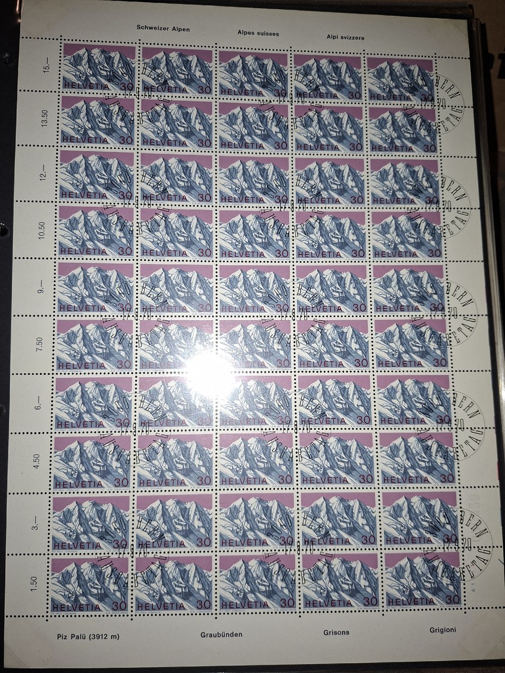Alle Briefmarken: 50er Bögen 1970 ET  – Gebraucht aus Balgach von SIMEON27
