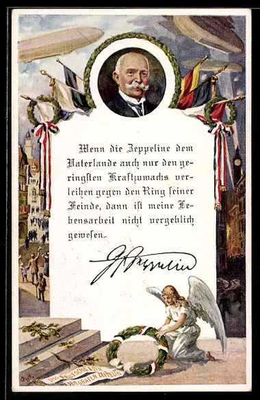 Cartoline postali: Portrait von Graf Zeppelin mit Lorbeerkr – Usato da Berlin venduto da bartko-reher