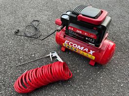 Kompressor Ecomax 6L 8bar, inkl.Pistole&Druckluftschlauch