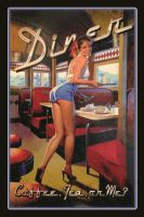Blechschild-PIN UP GIRL DINER-COFFEE-TEA