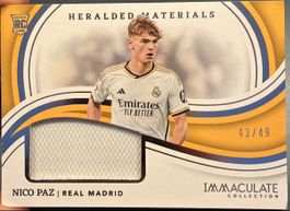 Nico Paz Real Madrid Panini Immaculate Patch 43/49