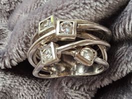 Vintage Sterling Silber Ring, 80er Jahre, Grösse 54