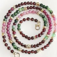 Turmalin Granat Bracelet Halskette Unikat Wickelarmband