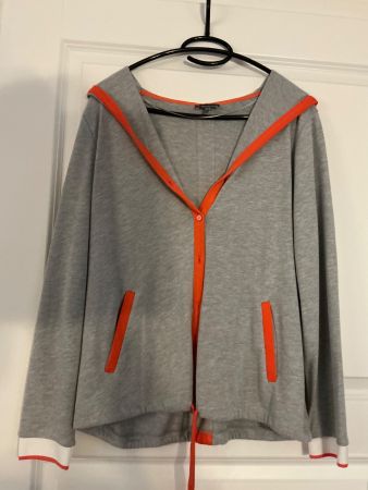 STREET ONE  Sweatjacke mit Kapuze, Gr. 40, Grau/Orange