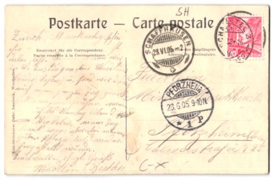 Cartoline postali: Relief-AK Schaffhausen, Munot, 1905 – Usato da Berlin venduto da bartko-reher 1