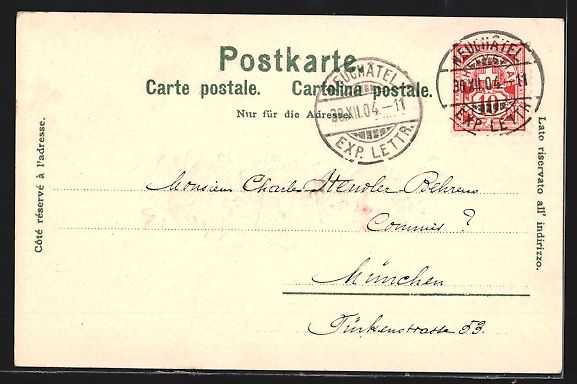 Ansichtskarten: Neuchatel, Promenade noire et Place Pury – Gebraucht aus Berlin von bartko-reher 1
