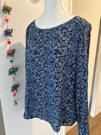 Damen langarm Blusenshirt blau gemustert von Multiblu Gr.42