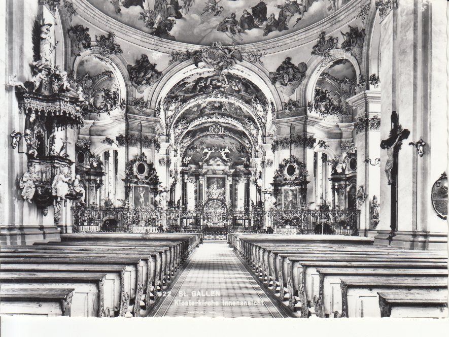 Cartoline postali: St. Gallen Klosterkirche ca. 1960 – Usato da Bürglen TG venduto da StampGraf