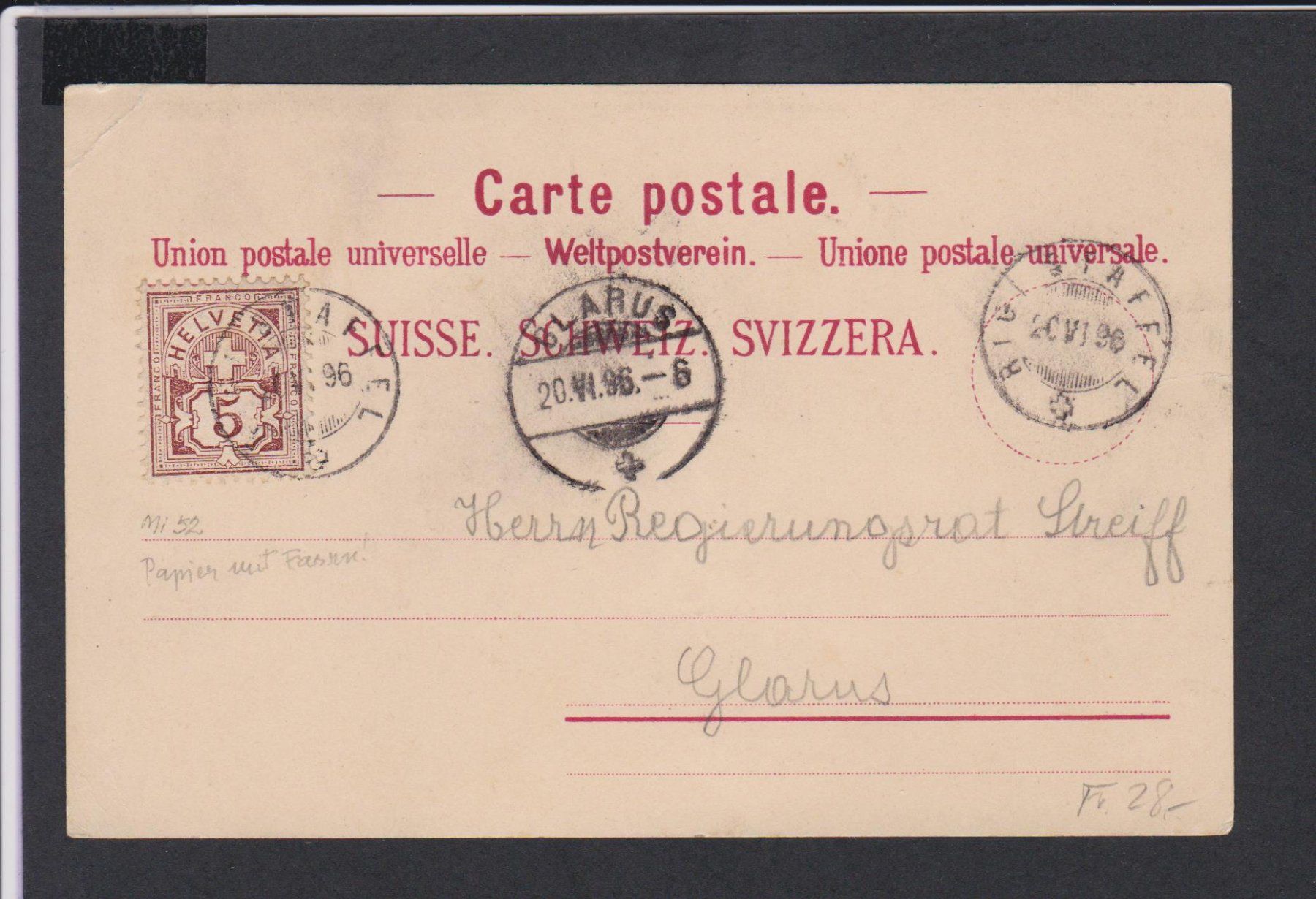 Cartoline postali: Rigi   -   alte Litho - AK von 1896 – Usato da Vitznau venduto da Ropaku 1