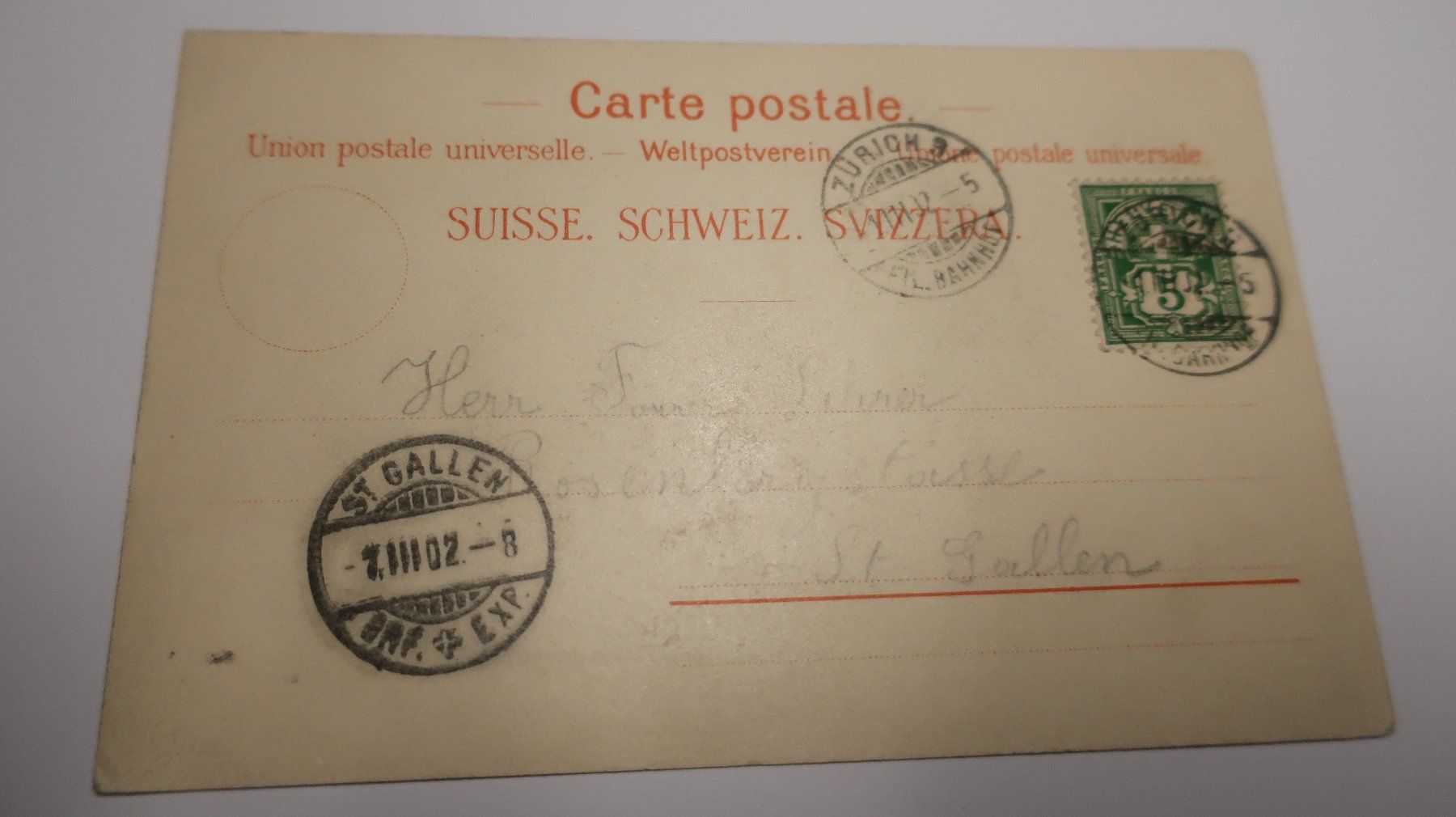 Cartoline postali: Zürich 1902 N° 853 – Usato da Cormoret venduto da Pascalll2001 3