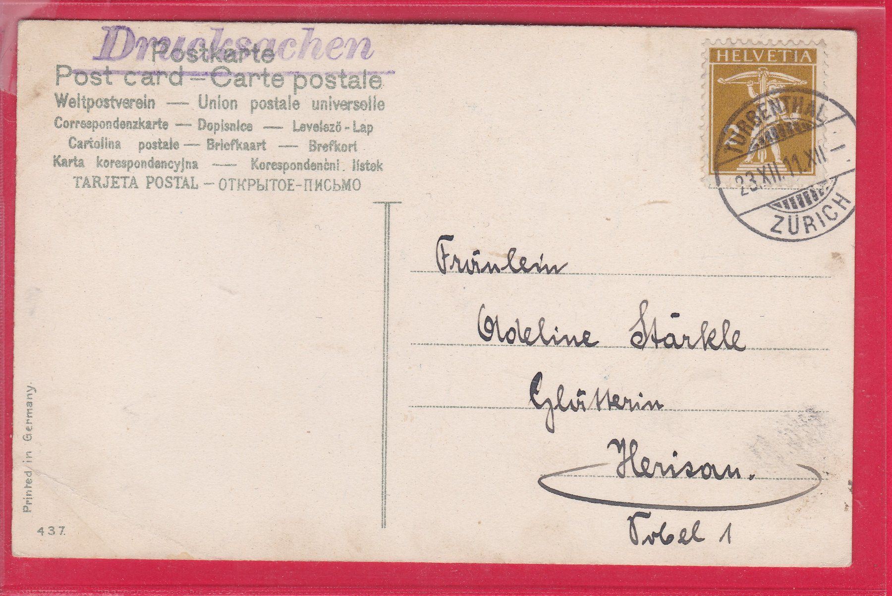 Cartoline postali: ENGEL - WEIHNACHTSKARTE, 23.12.1911 – Usato da Oberrieden venduto da Gebirgsstelze 1