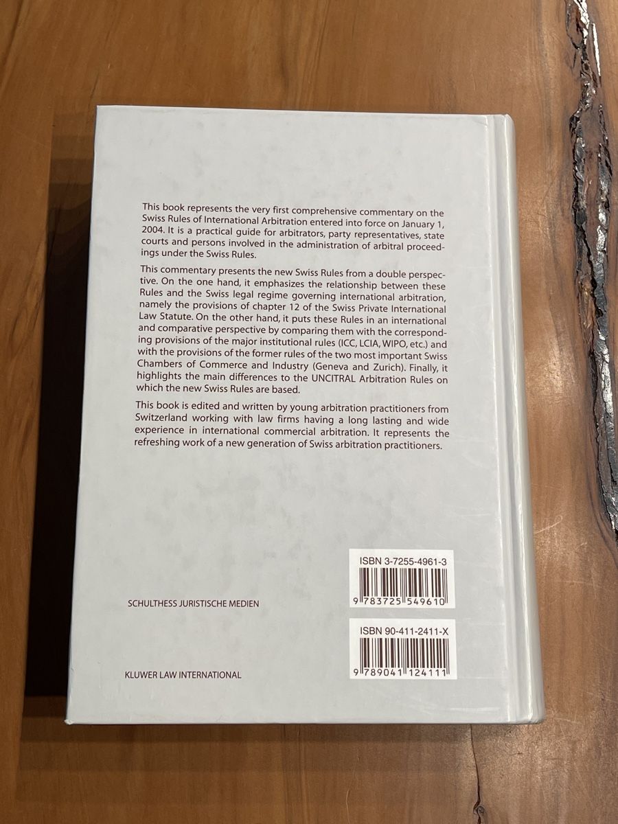 Bücher: Swiss Rules of International Arbitration, Commentary – Gebraucht aus Volketswil von doughboy 2