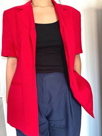 Vintage Oversize Blazer Rot Kurzarm