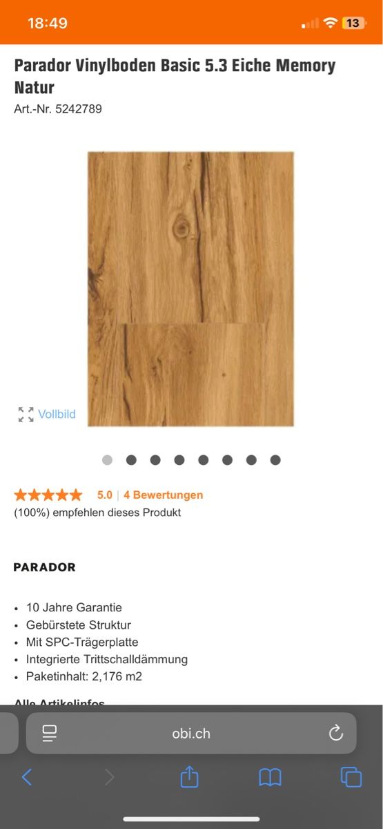 Rivestimenti per pavimenti: Parador Vinylboden Basic 5.3 Eiche Memory Natur – Nuovo e nell'imballaggio originale da Laufen venduto da BetterBee 4
