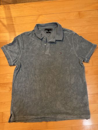Tommy Hilfiger Poloshirt grau Frottee Grösse L getragen
