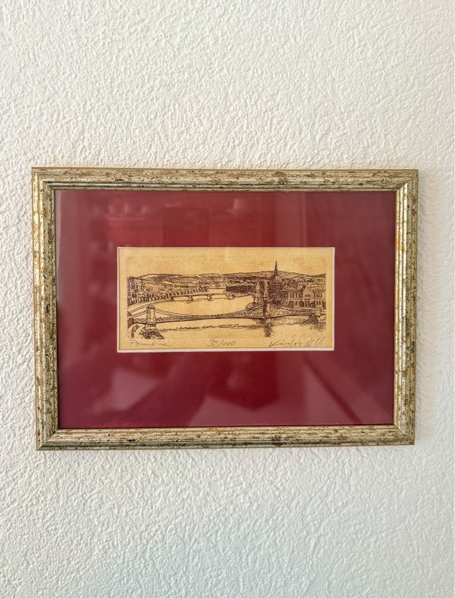 Dipinti: Framed Etching of Budapest, Limited Edition, Signed Art – Usato da Commugny venduto da semamonfrinoli