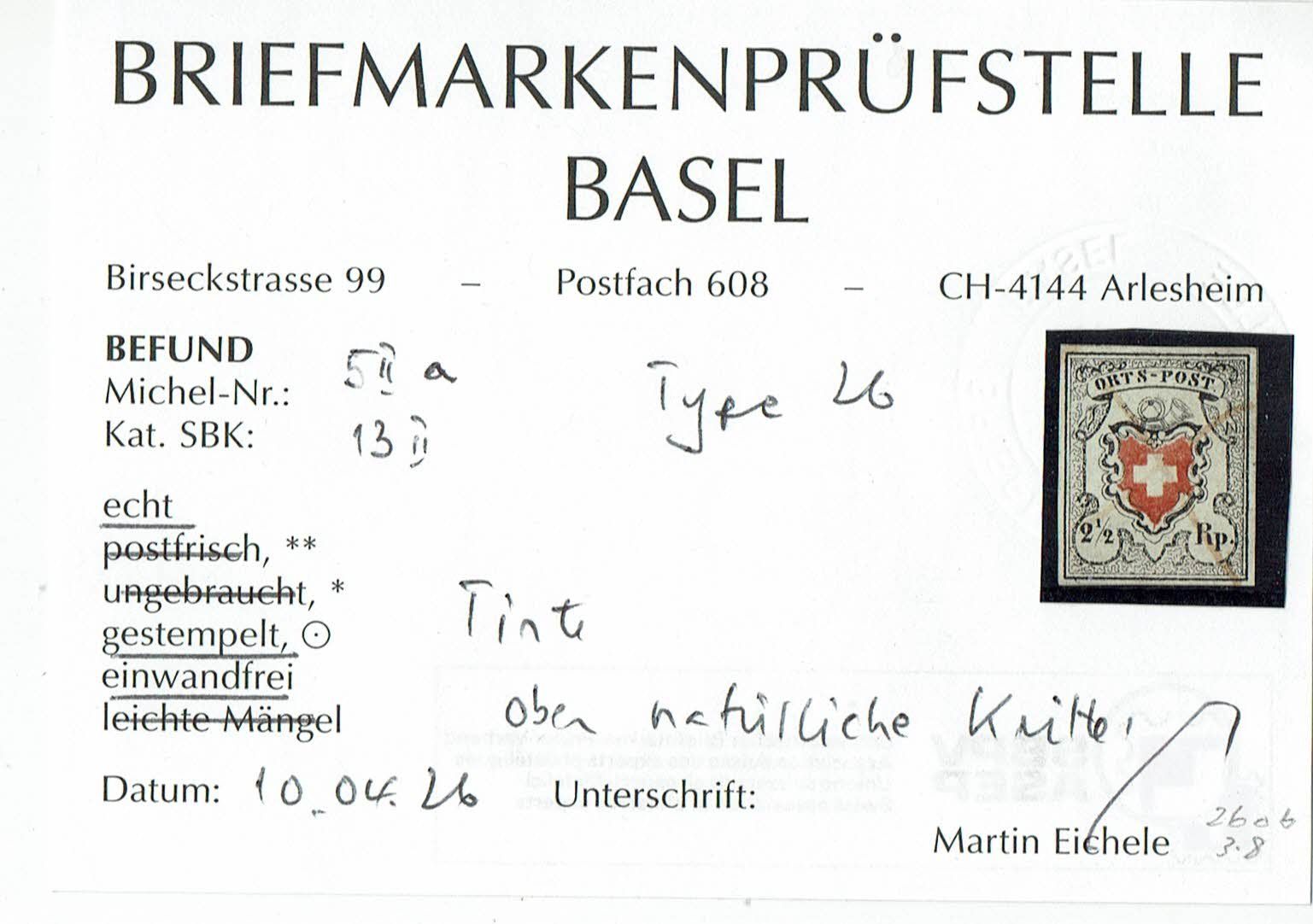 Tutti i francobolli: ORTS-POST >526> 21/2RP 13II Tinte BEFUND – Usato da Rüschlikon venduto da Sualk1