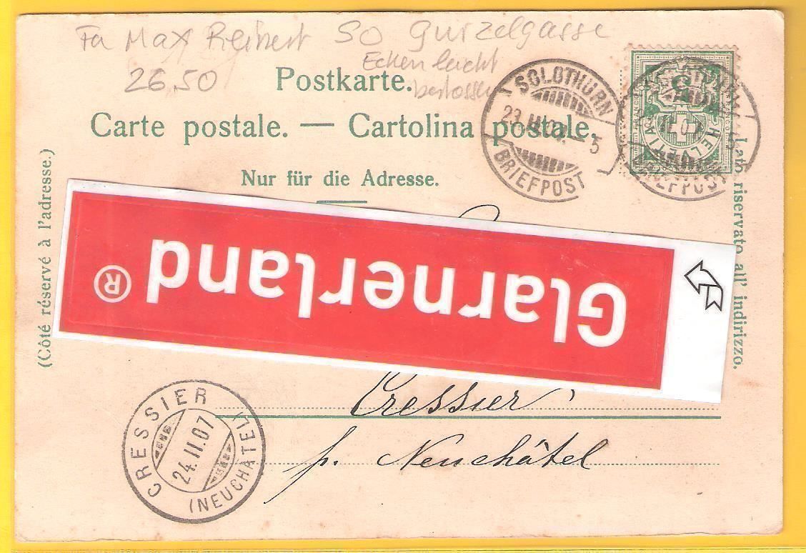 Cartoline postali: 23.2.1907 Farblitho Solothurn/sehr belebte  Gurzelgasse – Usato da Zürich venduto da Hagliweg 2