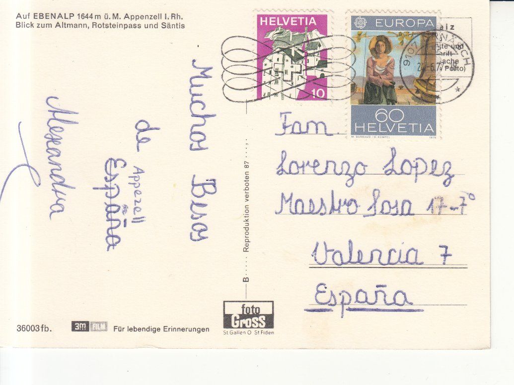 Cartoline postali: Ebenalp 1977 – Usato da Bürglen TG venduto da StampGraf 1