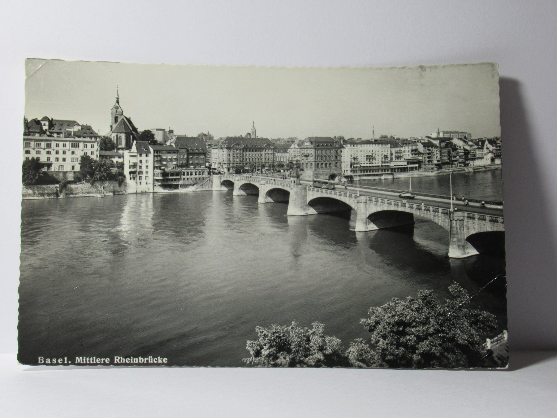 Ansichtskarten: Basel , mittlere Rheinbrücke – Gebraucht aus Grenchen von Bluemchen1900