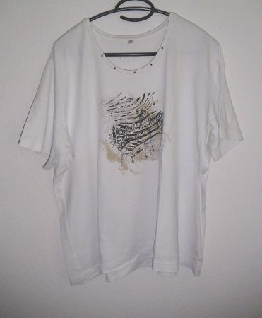T-Shirt mit Zebra + Strass, Gr. 48, Weiss * RABE *
