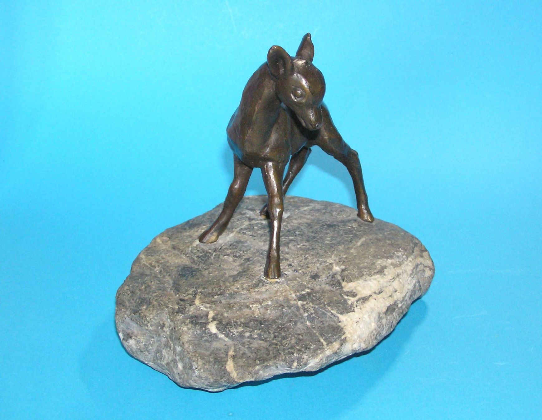 Sculture & Statue: CHARLES REUSSNER BRONZE REHKITZ FAON SKULPTUR – Usato da Grenchen venduto da Antique-hunter 4
