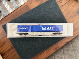 Schwere Modelleisenbahn AAE Containerwagen