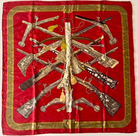 Superbe foulard HERMES-Paris "Diane" 70’s, avec box original