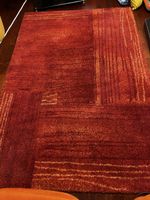 Teppich rot mit Muster Struktur Flor kurz