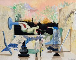 Schweizer Surrealismus: Aquarell von Roland Bugnon