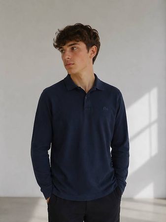 Vintage Lacoste Langarm Polo Navy Blau L 