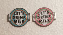 Pin 2er Set Let's Drink Milk