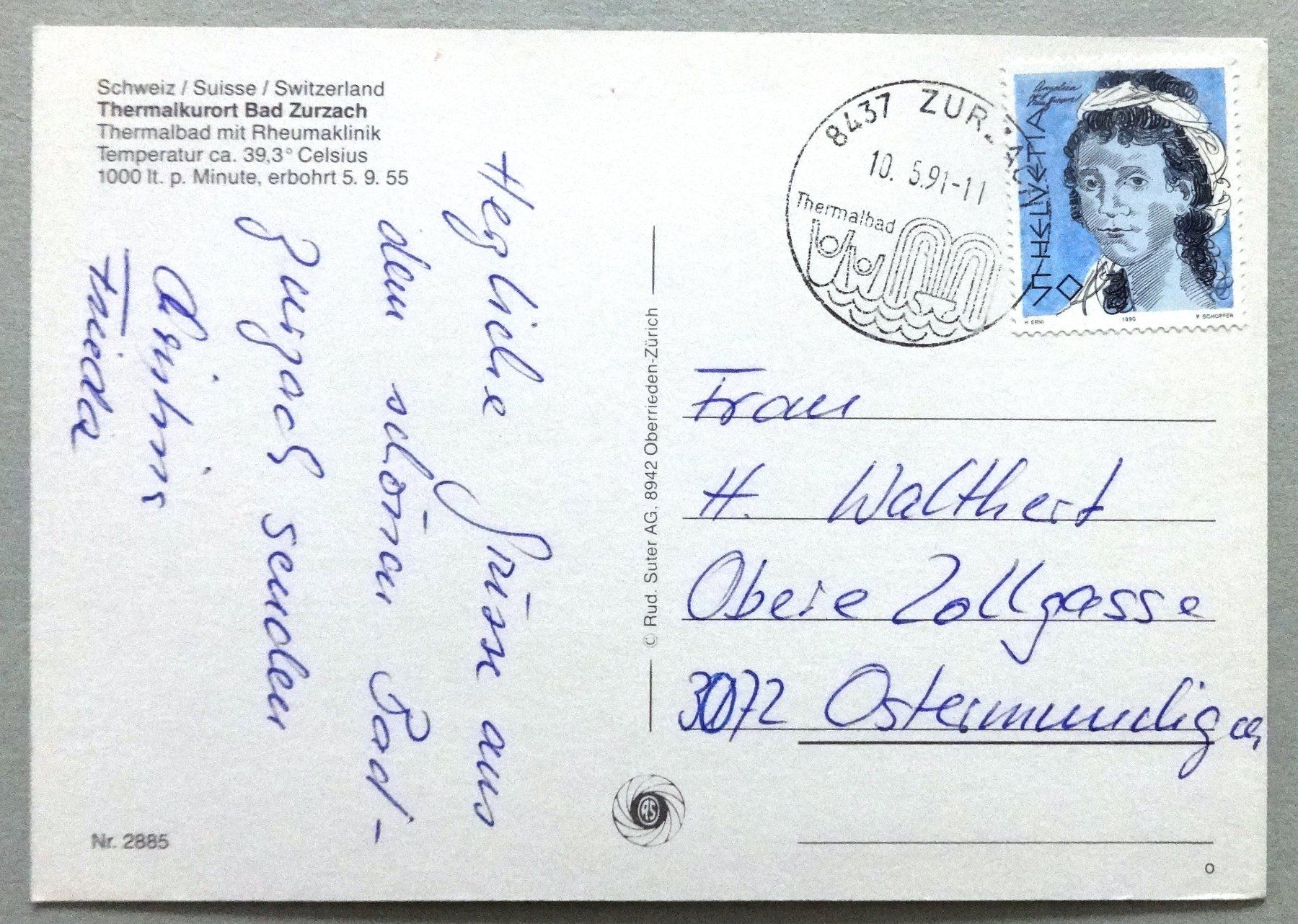 Cartoline postali: Thermalkurort Bad Zurzach – Usato da Fétigny venduto da Billy2miny 1