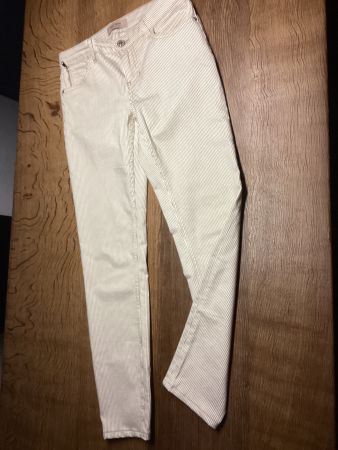 *MOS MOSH* HOSE GR.28 / ecrù & grau fein gestreift / W28