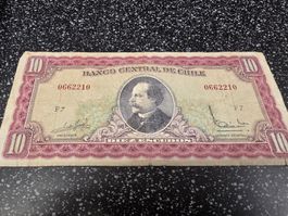 10 Escudos Chile Banco Central Banknote guter Zustand